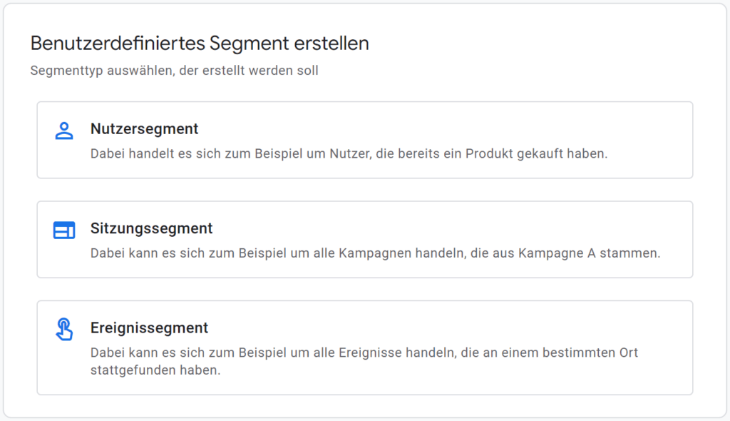 Benutzerdefinierte Segmente in einer explorativen Datenanalyse in Google Analytics 4.